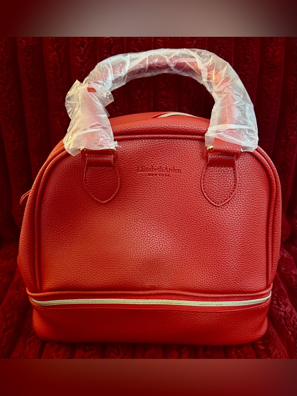 Elizabeth Arden Red Dome Cosmetic Bag with Gold Zipper